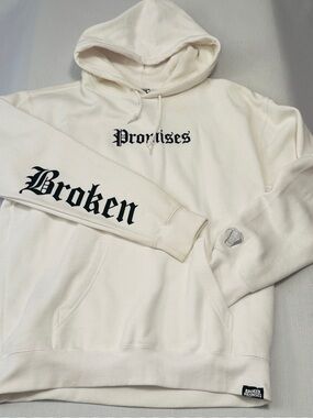 Broken Promises Cream Graphic Hoodie